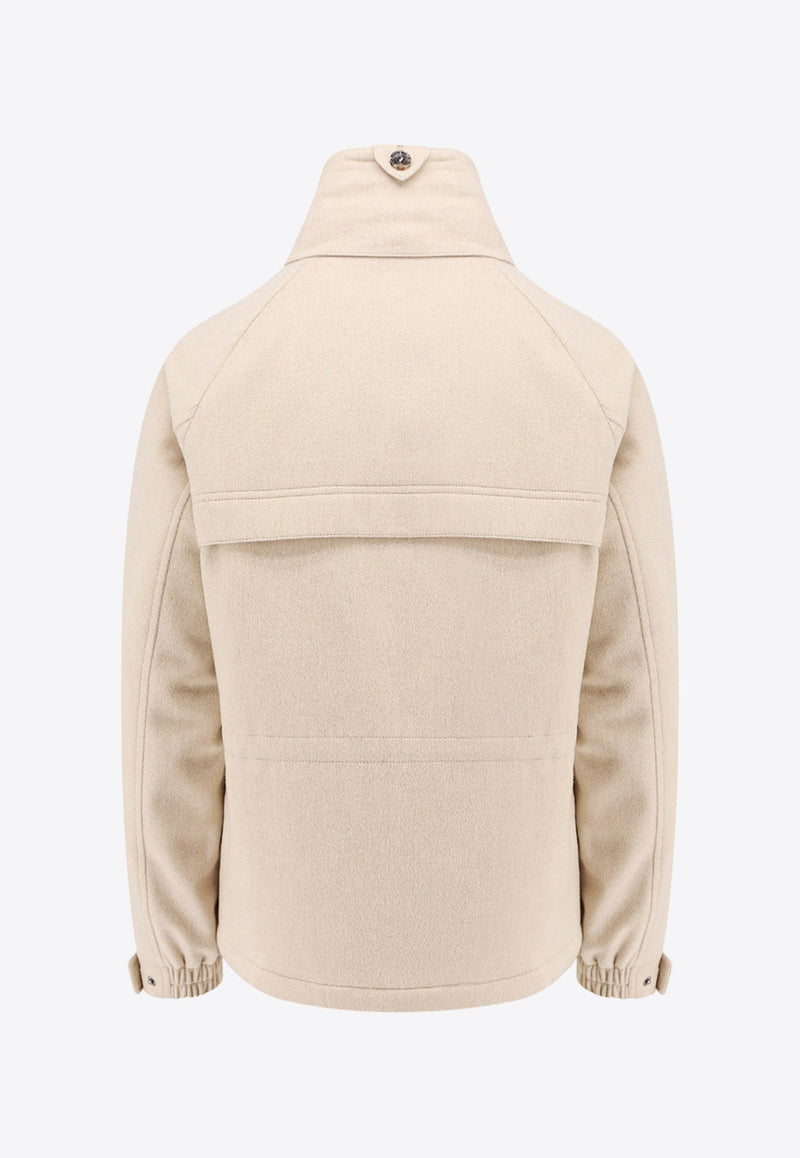 High-Neck Zip-Up Cashmere Jacket