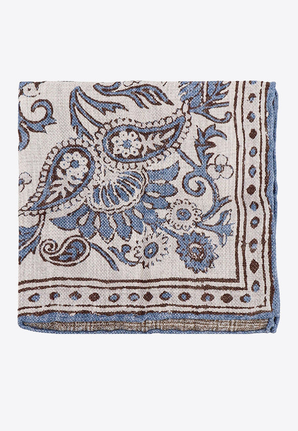 Paisley Print Linen and Silk Pocket Scarf