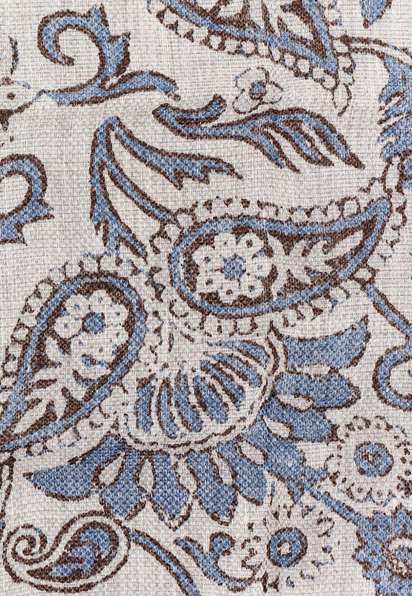 Paisley Print Linen and Silk Pocket Scarf