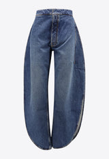 Slit-Detailed Rounded Jeans