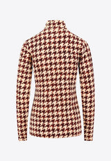 Hoske Houndstooth Check High-Neck Top