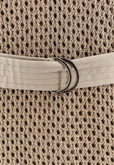 Crochet Knit Belted Midi Dress