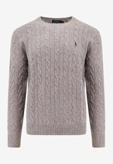 Cable Knit Wool Cashmere Logo Sweater