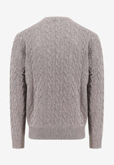 Cable Knit Wool Cashmere Logo Sweater