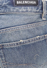 Logo Patch Frayed Denim Shorts