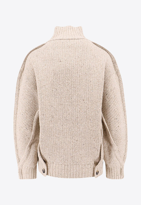 High-Neck Knitted Wool Sweater