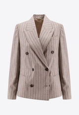 Double-Breasted Pinstripe Blazer