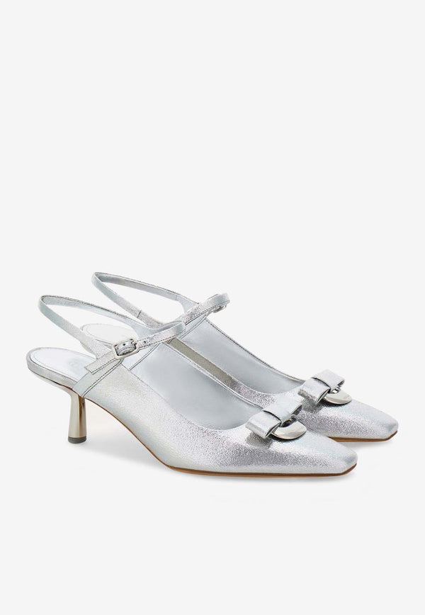 Ophelia 55 Drop Bow Metallic Leather Sandals