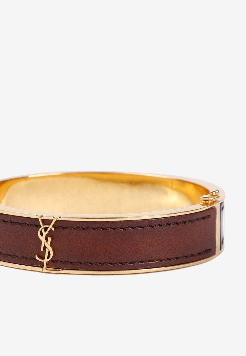 Cassandre Logo Leather Rigid Bracelet