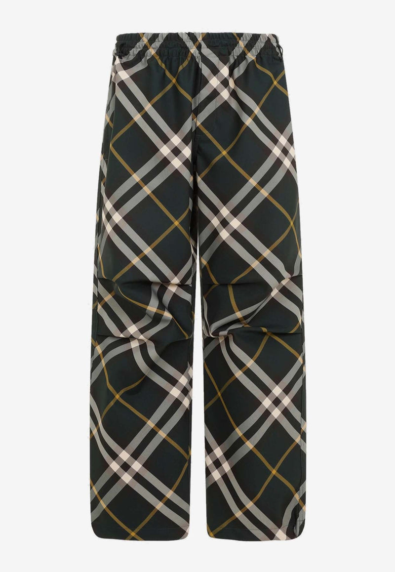 Checked Elastic-Waist Pants