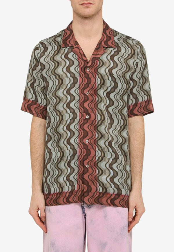 Wavy Pattern Short-Sleeved Shirt