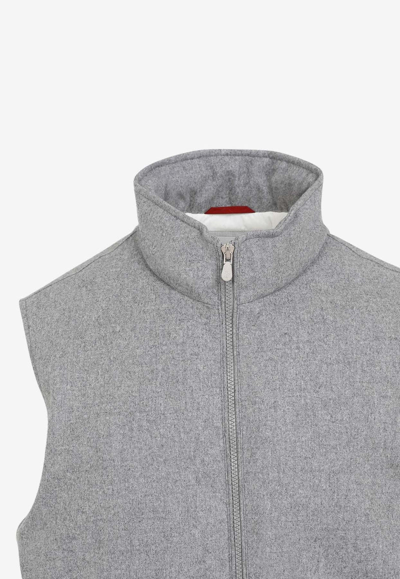 Padded Wool Zip-Up Vest