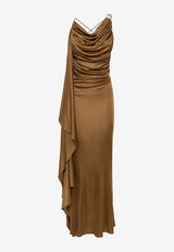 Draped Satin Maxi Dress