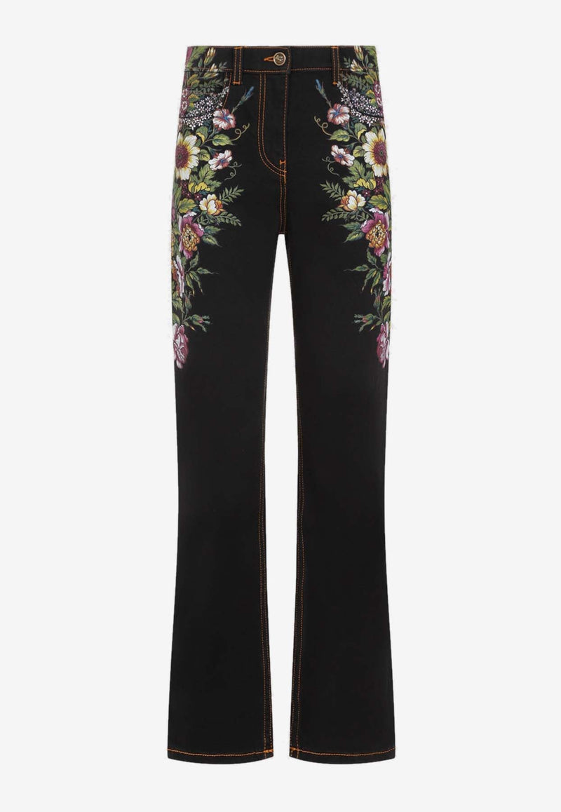 Floral Flared Jeans