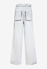 Shadow-Effect Straight-Leg Jeans