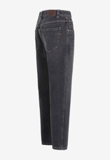 Stonewashed Straight-Leg Jeans