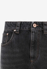 Stonewashed Straight-Leg Jeans