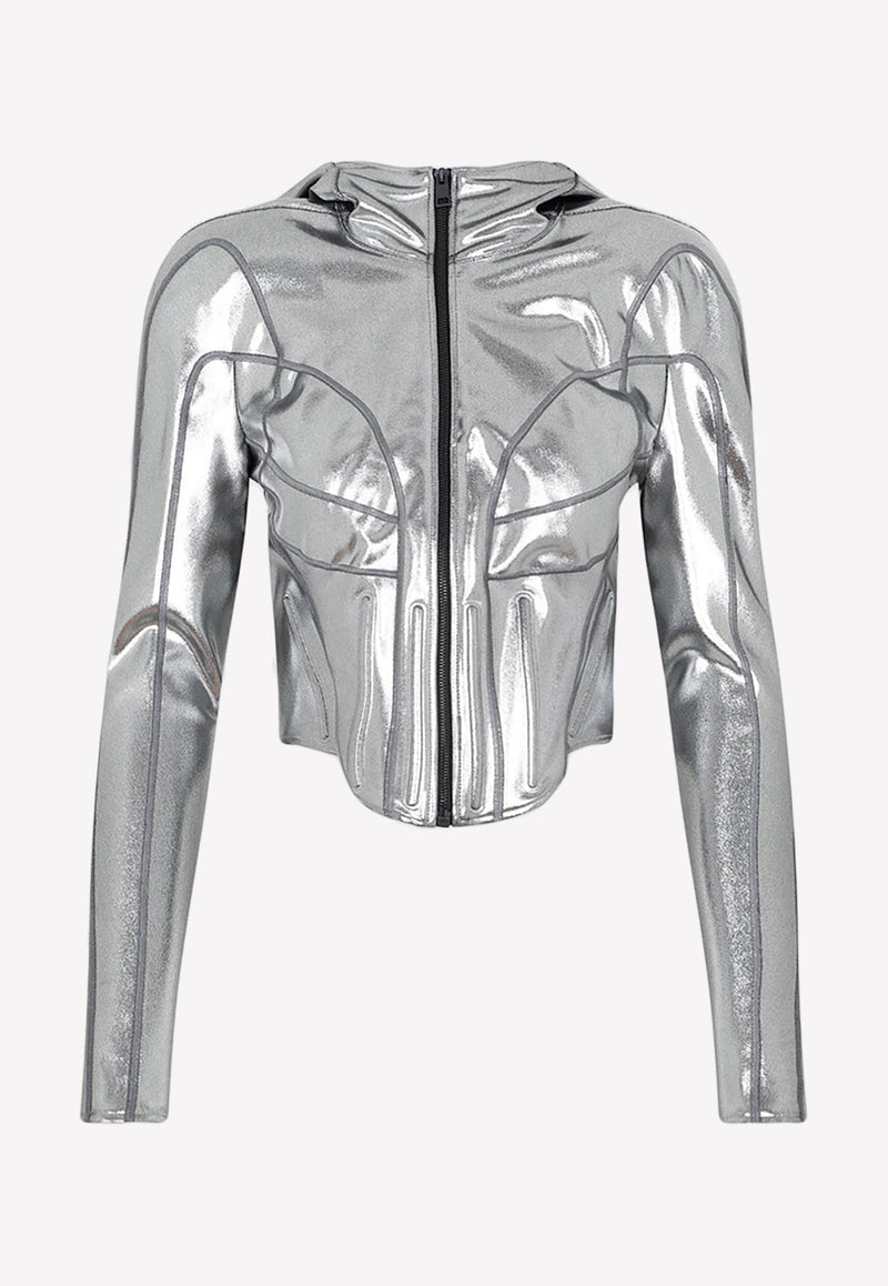 Zip-Up Boned Metallic Jacket