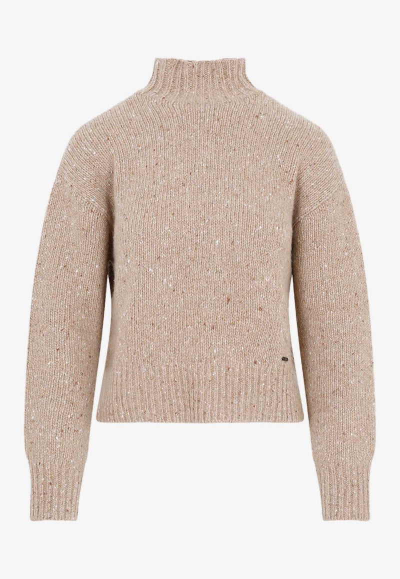 Bouclé Cashmere High-Neck Sweater