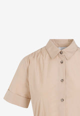 Short-Sleeved Shirt Midi Dress