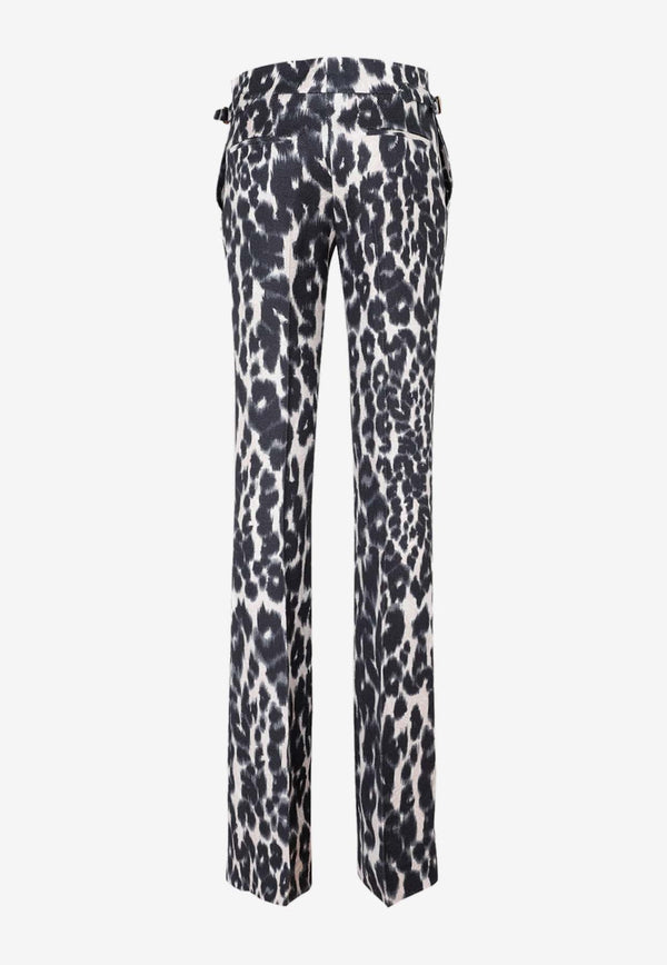 Leopard Print Flared Pants