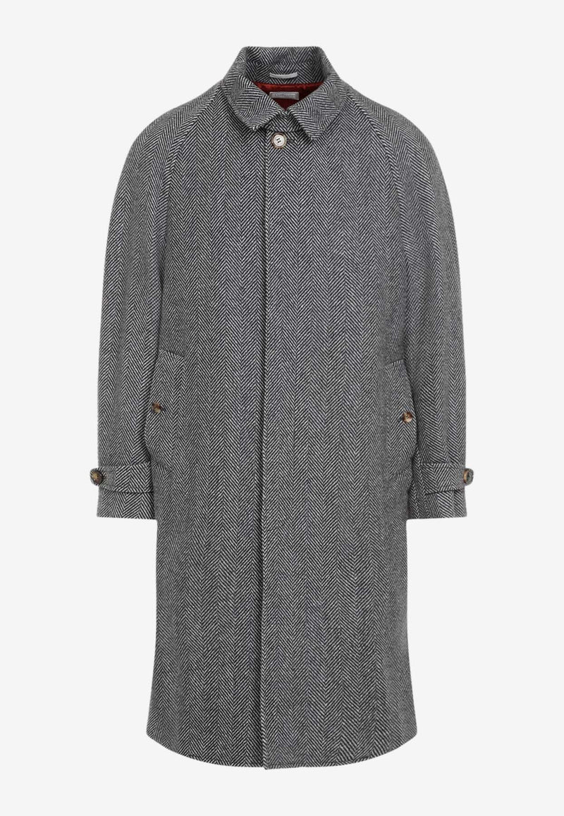 Herringbone Wool Long Coat