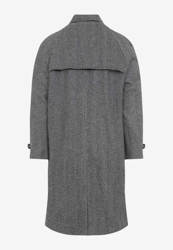 Herringbone Wool Long Coat