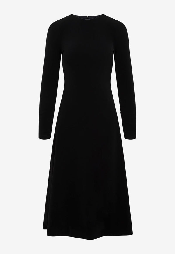 A-line Long-Sleeved Midi Dress