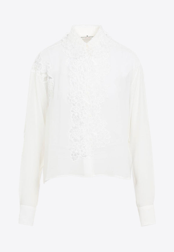 Lace Trim Long-Sleeved Shirt