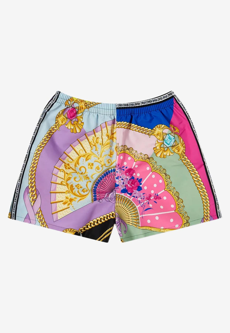 Fan Print Beach Shorts