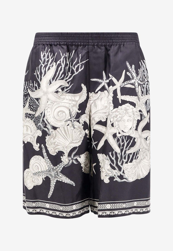 Barocco Sea Print Silk Shorts