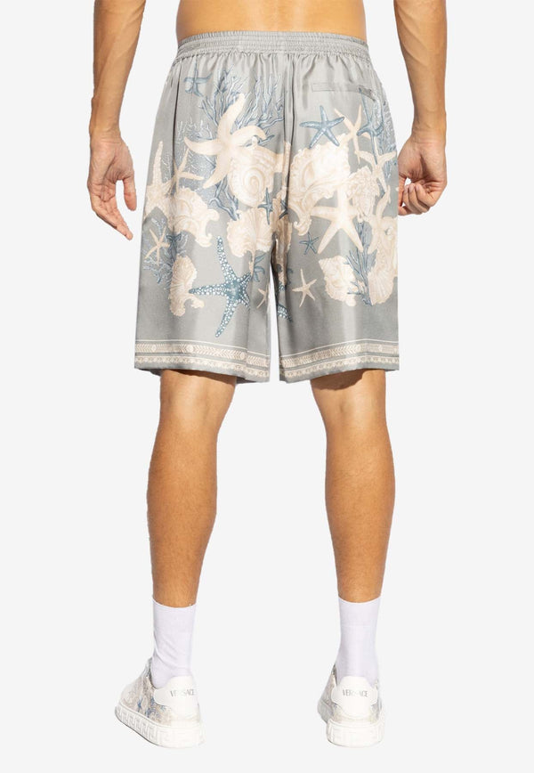 Barocco Sea Print Silk Shorts