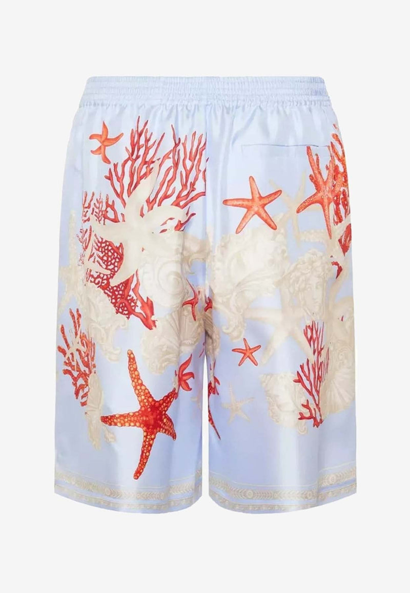 Barocco Sea Print Silk Shorts