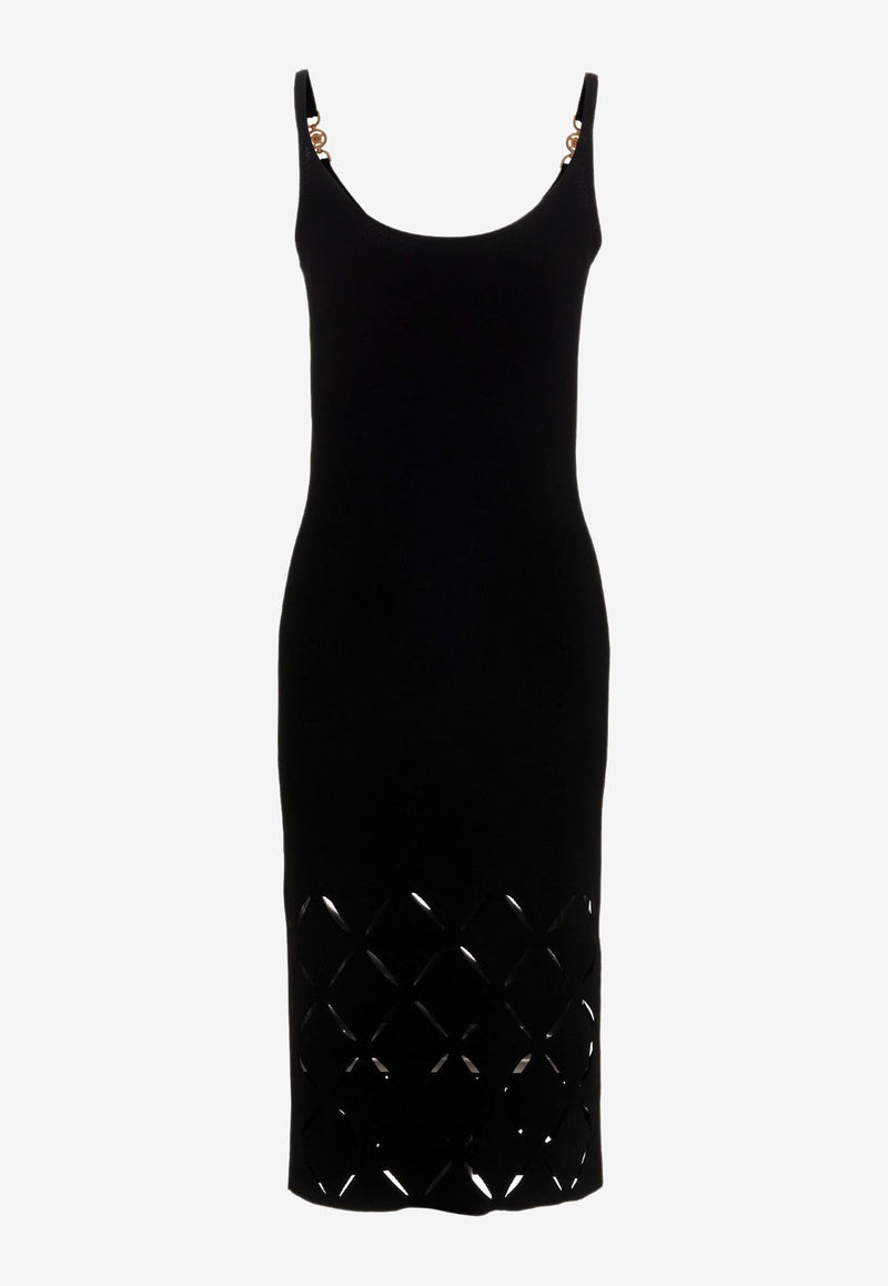 Diamond Slashed Knit Midi Dress