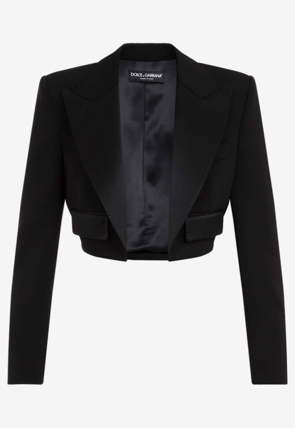 Spencer Cropped Wool Tuxedo Jacket