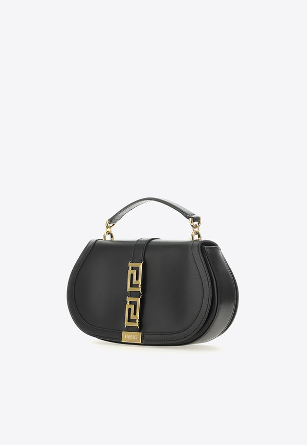 Greca Goddess Leather Top Handle Bag