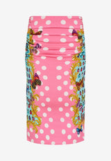 Butterflies Print Midi Skirt