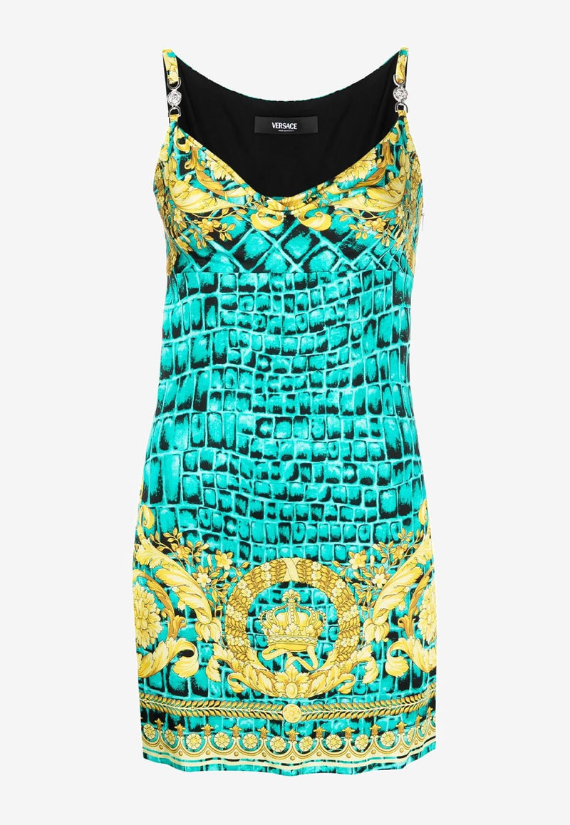 Baroccodile Print Medusa Mini Dress