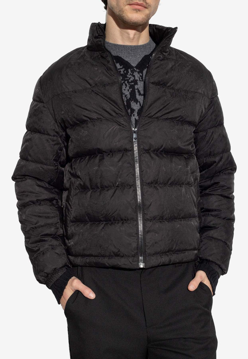 Barocco Jacquard Zip-Up Puffer Jacket