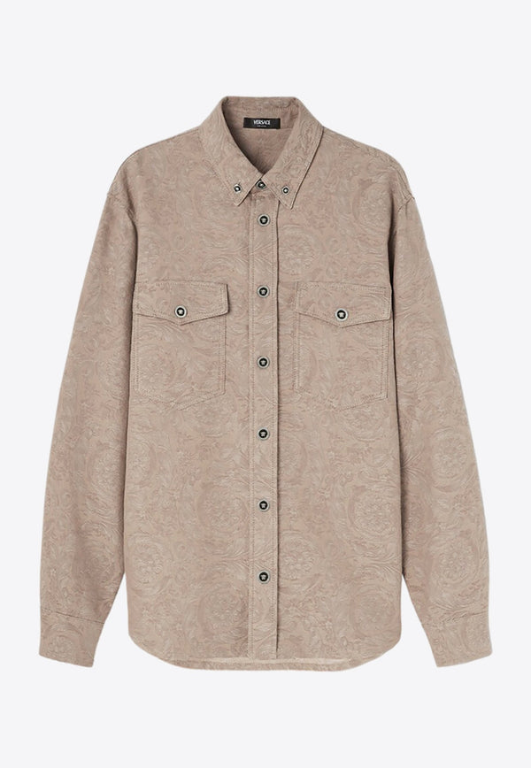 Barocco Pattern Denim Overshirt