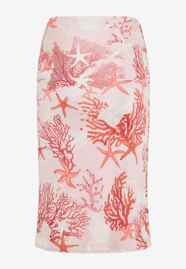 Barocco Sea Print Satin Wrap Skirt