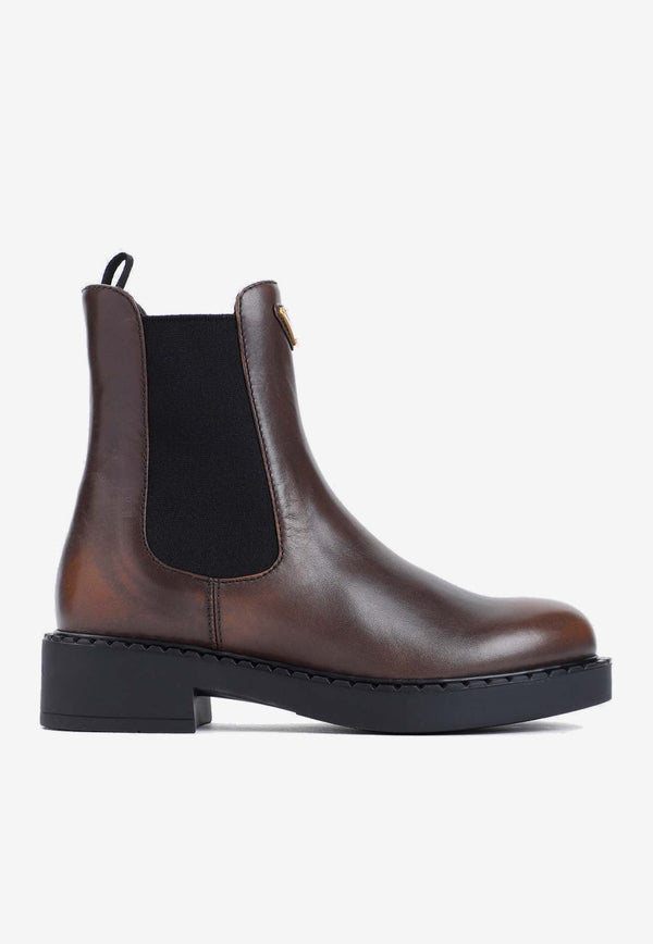 Triangle Logo Leather Chelsea Boots