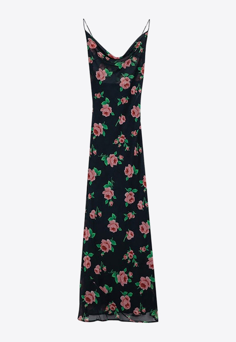 Cowl-Neck Floral Maxi Dress