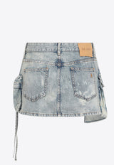 Fay Mini Cargo Denim Skirt