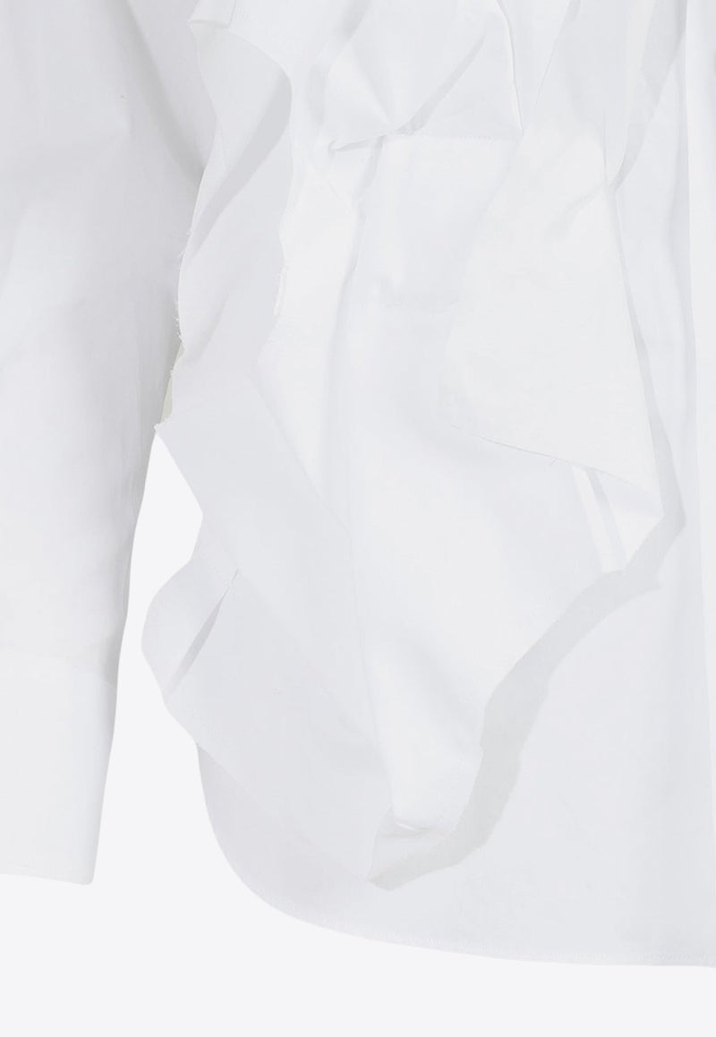 Long-Sleeved Ruffle-Applique Shirt