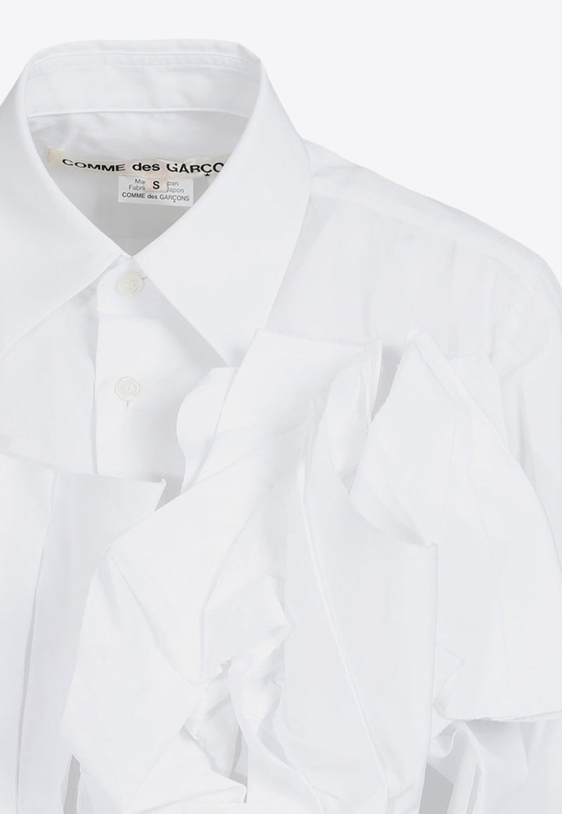 Long-Sleeved Ruffle-Applique Shirt