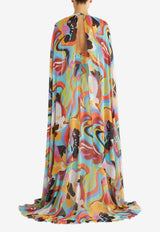 Maxi Silk Cape Dress