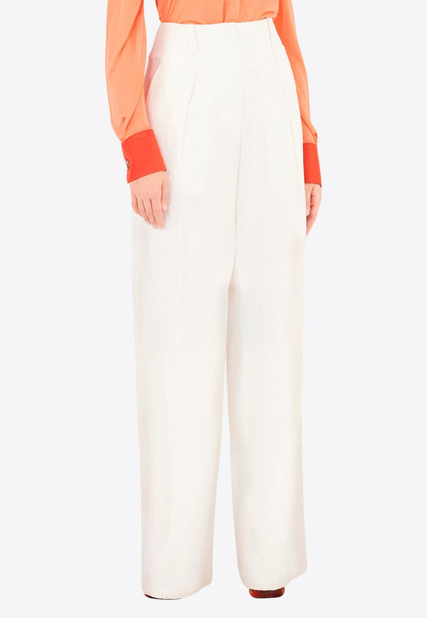 Straight-Leg Silk and Linen Pants