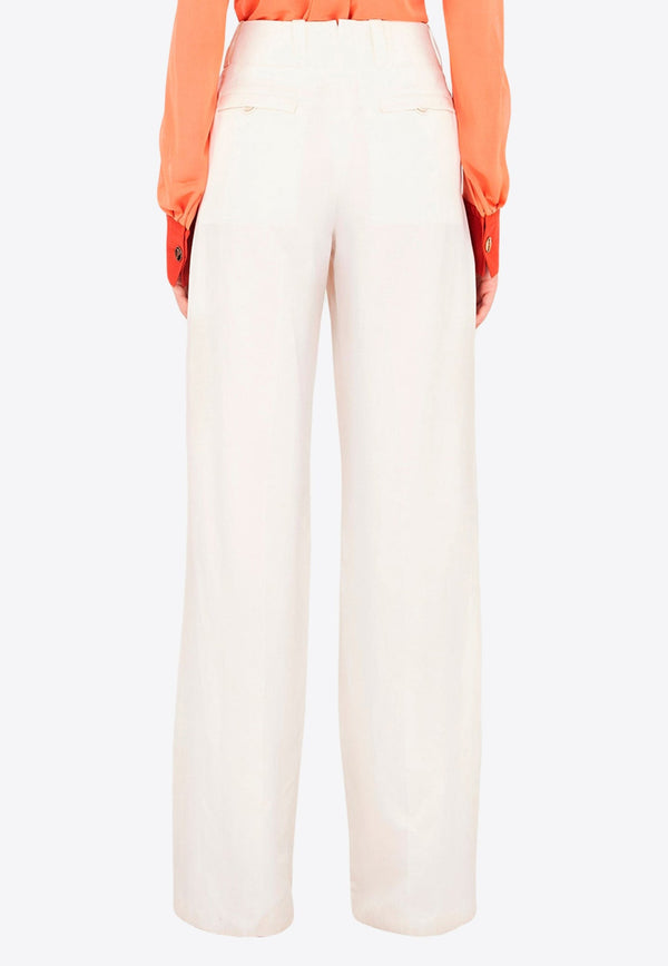 Straight-Leg Silk and Linen Pants