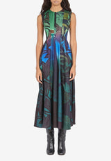 Hand-Printed Silk Midi Dress